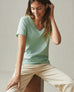 Women's Classic Cotton V-Neck Tee - Grayed Jade